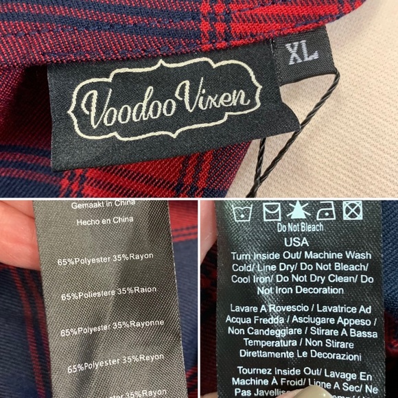 NWT Voodoo Vixen Joan Red Navy Plaid Wiggle Dress Pin Up Rockabilly Kick Pleat - Picture 10 of 14